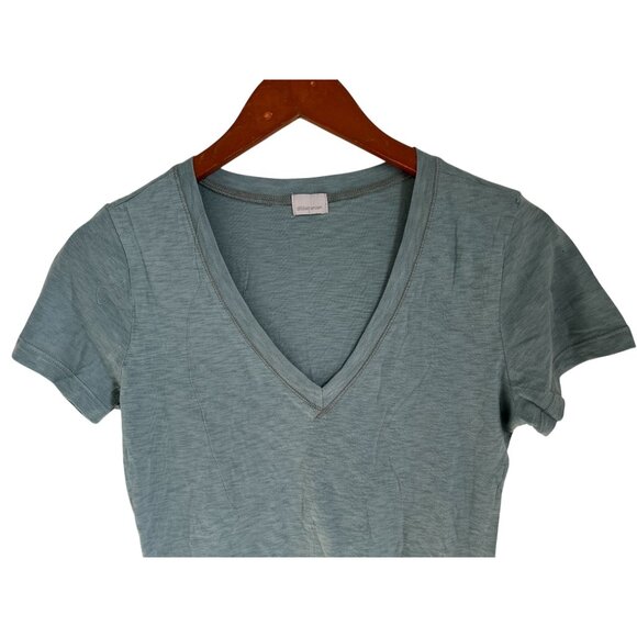 Dildabanian Womens Blue V-Neck Short-Sleeve Cotton T-Shirt Size Large Made In US - Picture 2 of 6